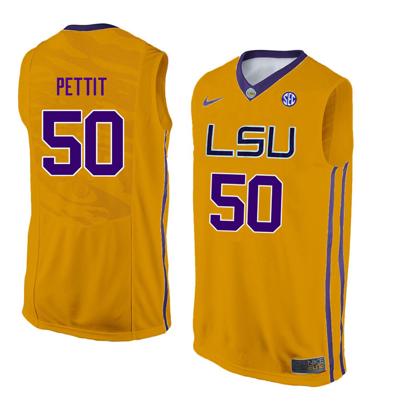 Men LSU Tigers #50 Bob Pettit College Basketball Jerseys-Gold